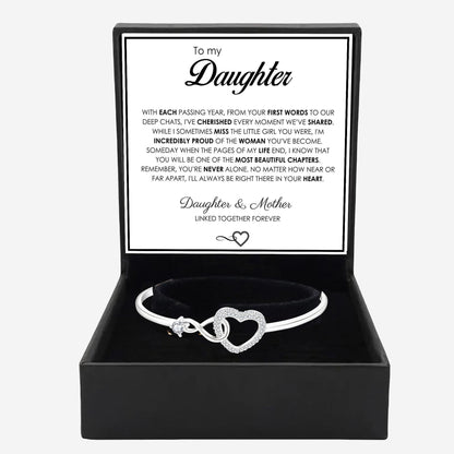 To My Daughter from Mom - Infinity Heart Bracelet - Forever Linked Together Gift