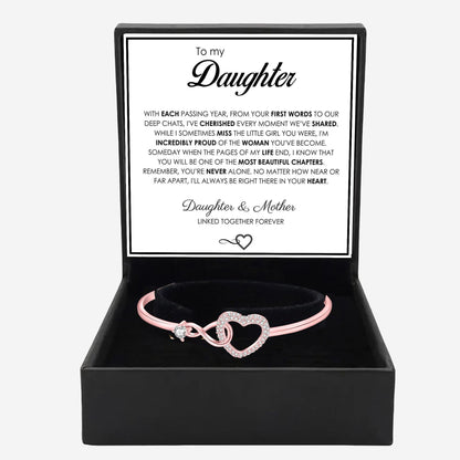 To My Daughter from Mom - Infinity Heart Bracelet - Forever Linked Together Gift