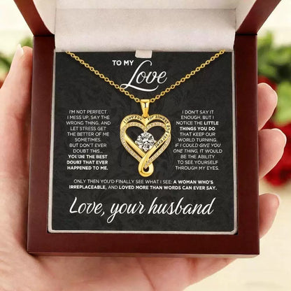 To My Love - Double Hearts Necklace - You Are the Best Thing Christmas Anniversary Valentine's Day Gift
