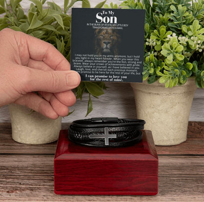 To My Son - Cross Bracelet - You Are the Lion Message Card Gift