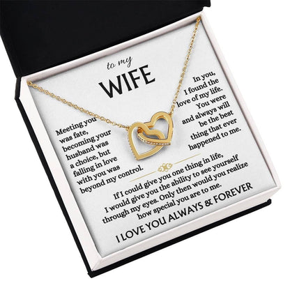To My Wife - Linked Hearts Necklace - You Are The Best Thing Message Card Gift