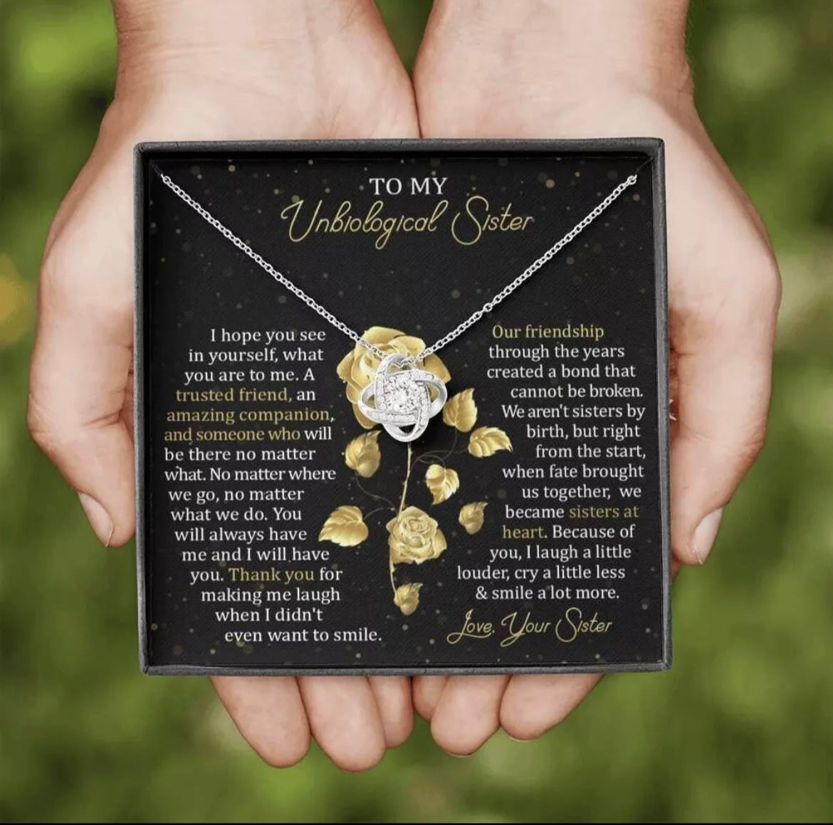 To My Unbiological Sister - Love Knot Necklace - Sisters at Heart