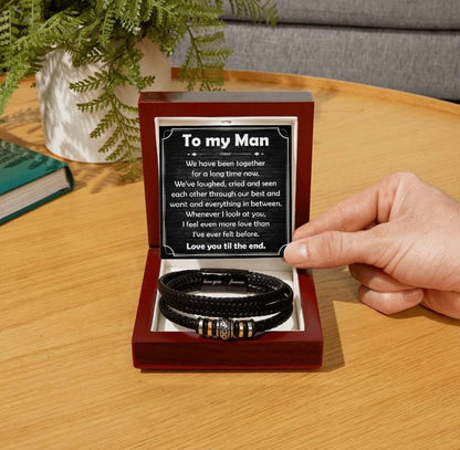 To My Man - Love You Forever Bracelet - You Are My Rock Message Card Gift