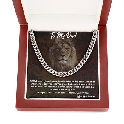 To My Dad - Cuban Link Necklace - Proud to Have You as Dad Message Card Gift