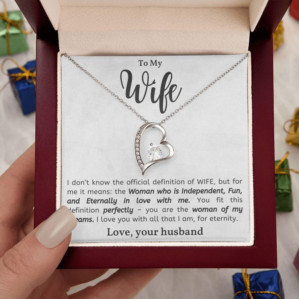 To My Wife - Love Heart Necklace - I Love You for Eternity