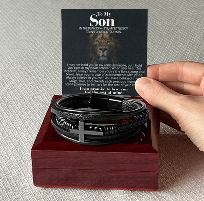 To My Son - Cross Bracelet - You Are the Lion Message Card Gift