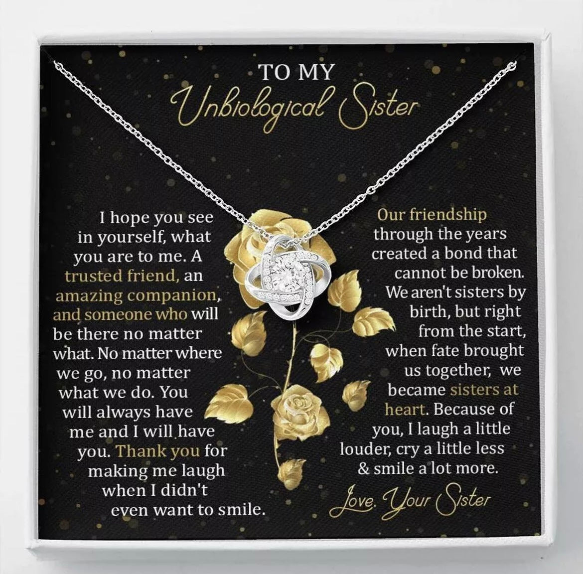 To My Unbiological Sister - Love Knot Necklace - Sisters at Heart