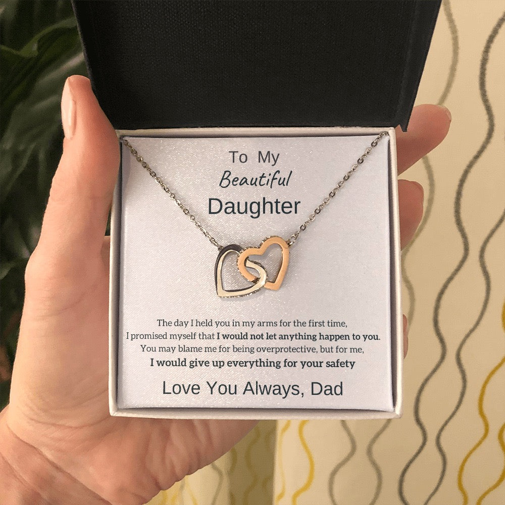 To My Daughter from Dad - Linked Hearts Necklace - Love You Always
