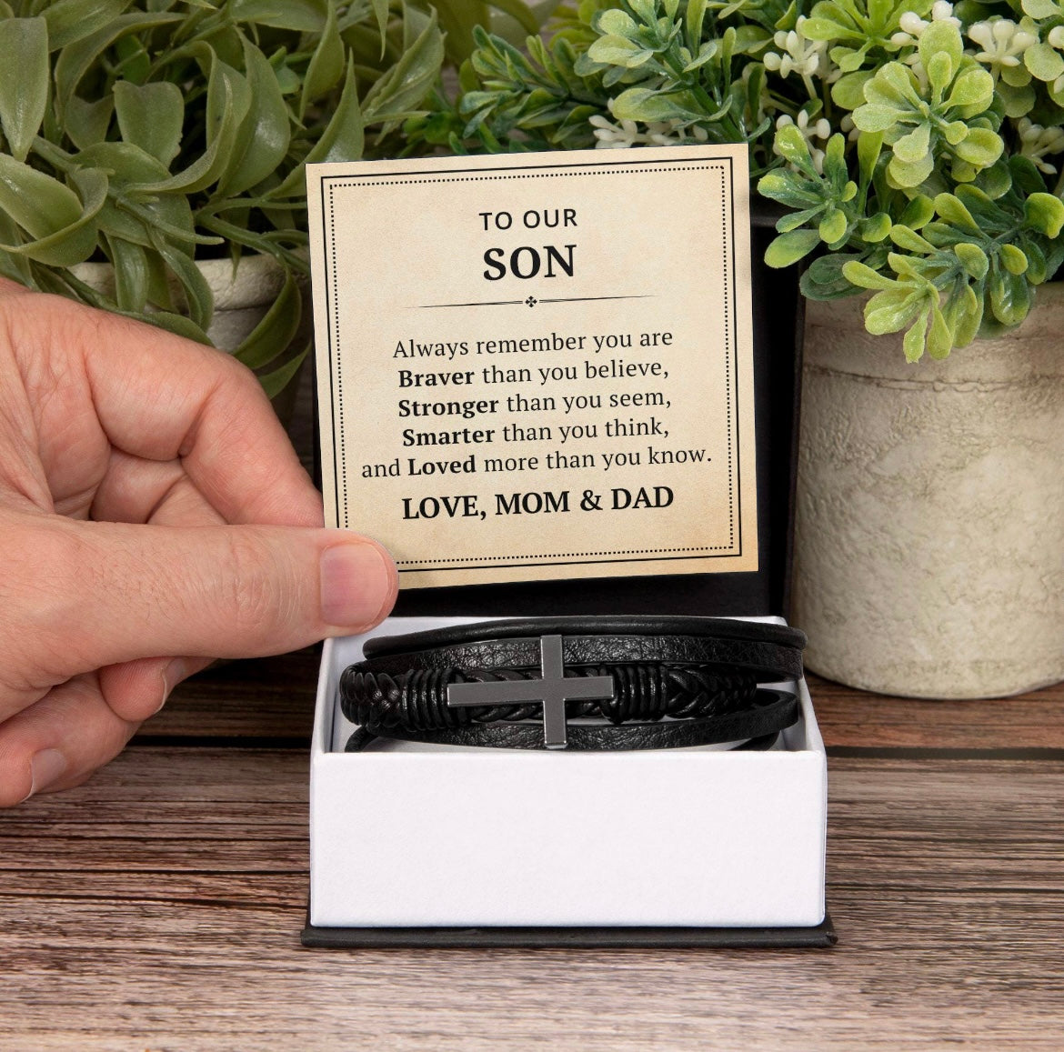 You Are Loved More Than You know - Cross Bracelet Gift for Son