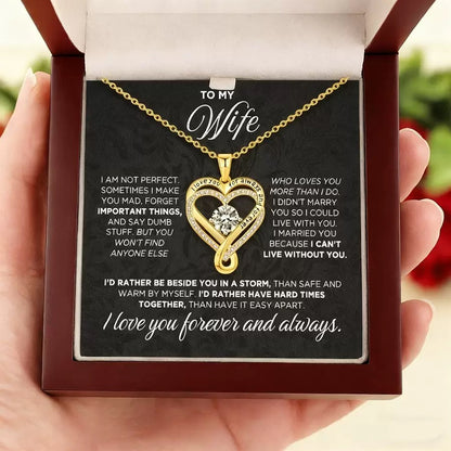 To My Wife - Double Hearts Necklace - Rather Beside You Christmas Anniversary Valentine's Day Gift