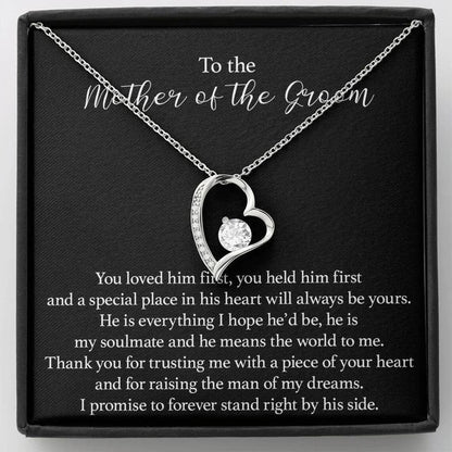 To the Mother of the Groom - Love Heart Necklace - Thank You