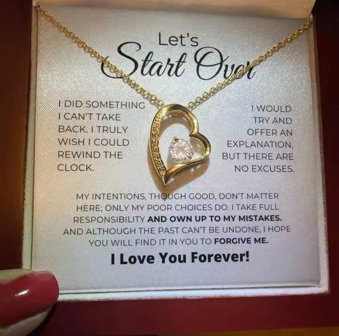 To My Love - Love Heart Necklace - Lets’s Start Over