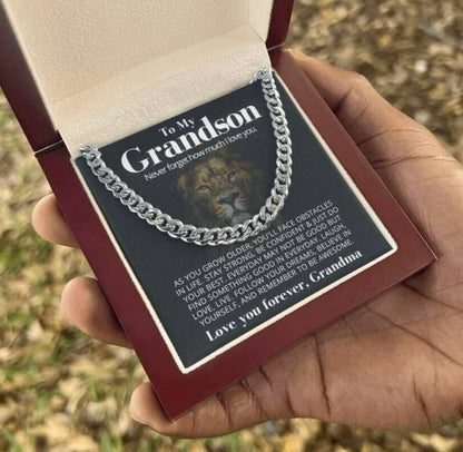 To My Grandson - Cuban Link Necklace - Gift From Grandma
