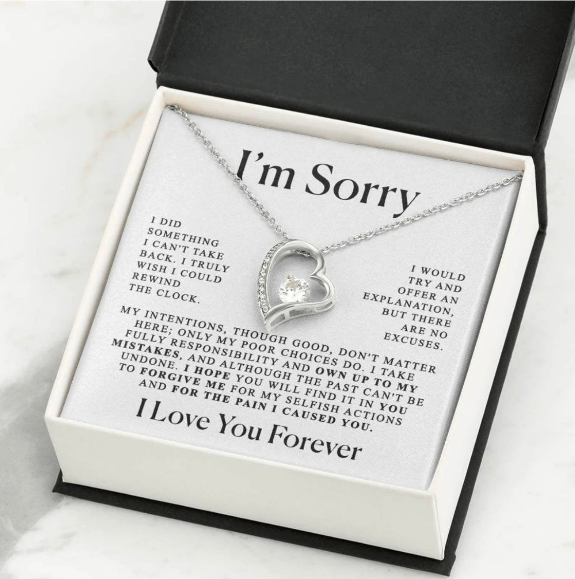 To My Love - Love Heart Necklace - I Am Sorry