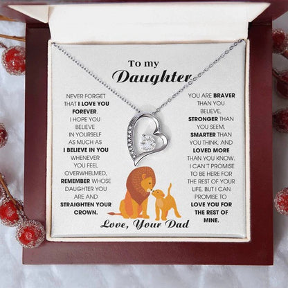 To My Daughter Necklace from Dad - Love Heart Necklace - More Loved Than You Know Message Card Gift
