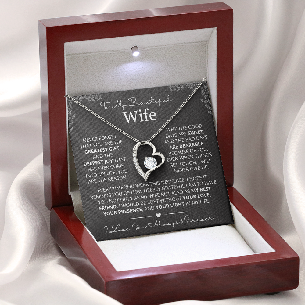 To My Wife - Love Heart Necklace - You Are the Greatest Gift
