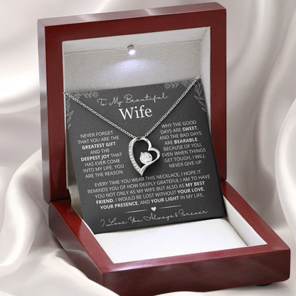 To My Wife - Love Heart Necklace - You Are the Greatest Gift