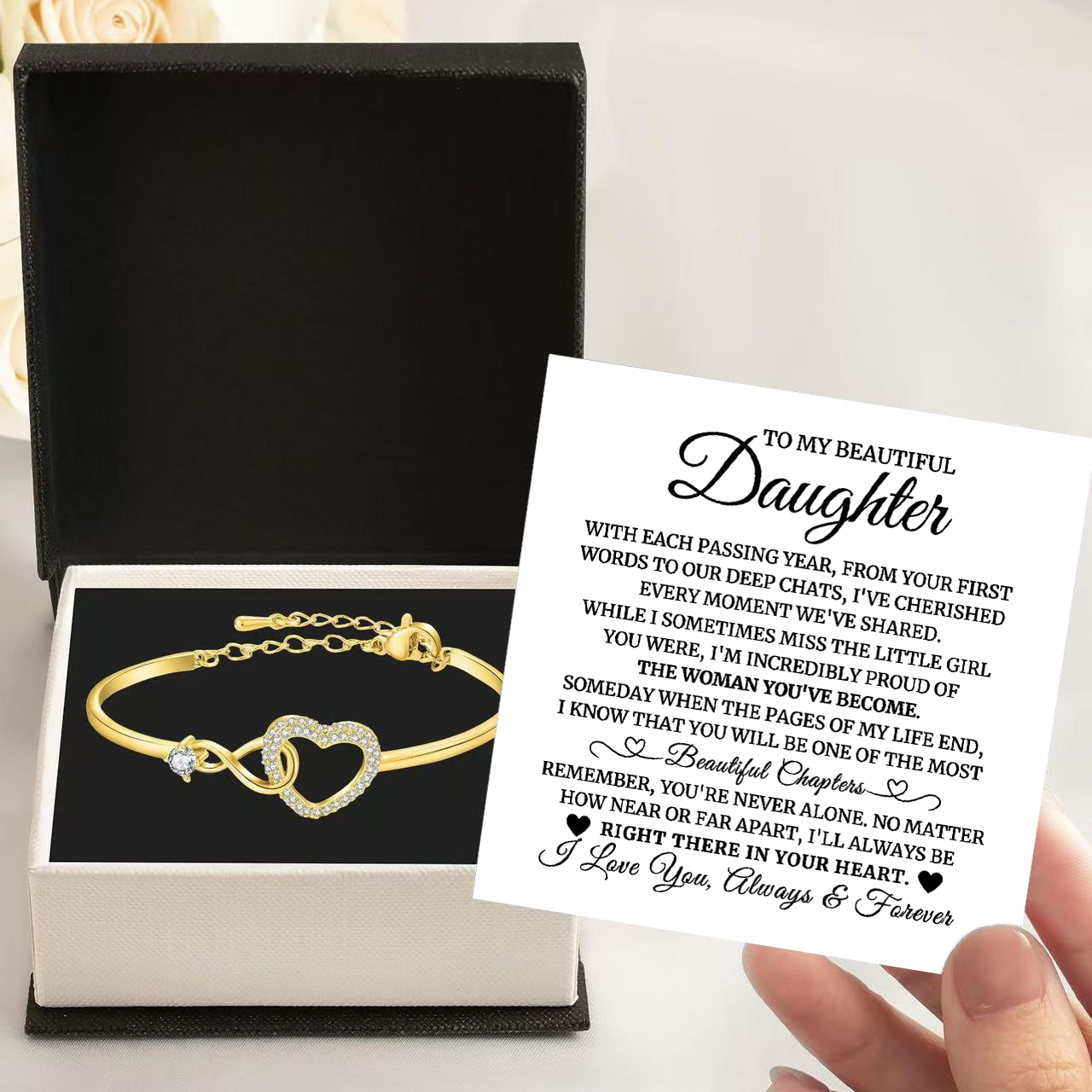 To My Daughter from Dad - Infinity Heart Bracelet - Forever Linked Together Gift
