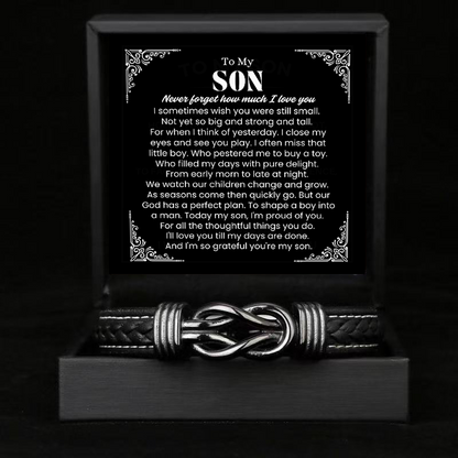 To My Son - Forever Linked Bracelet - Grateful You Are My Son Message Card Gift