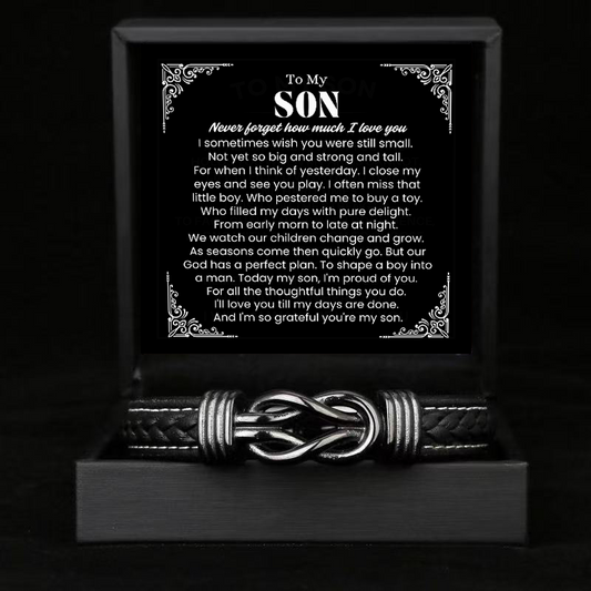 To My Son - Forever Linked Bracelet - Grateful You Are My Son Message Card Gift