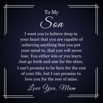 To My Son - Forever Linked Bracelet - You Will Never Lose Message Card Gift