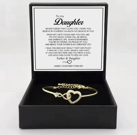 To My Daughter from Dad - Infinity Heart Bracelet - Forever Linked Together
