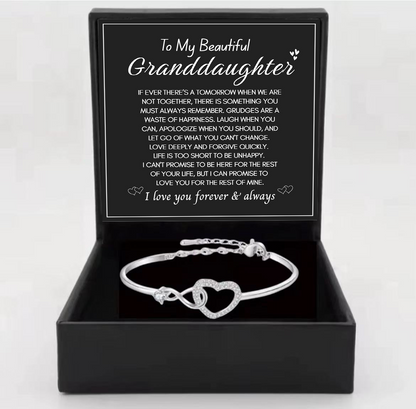 To My Granddaughter  - Infinity Heart Bracelet - I Love You Forever & Always