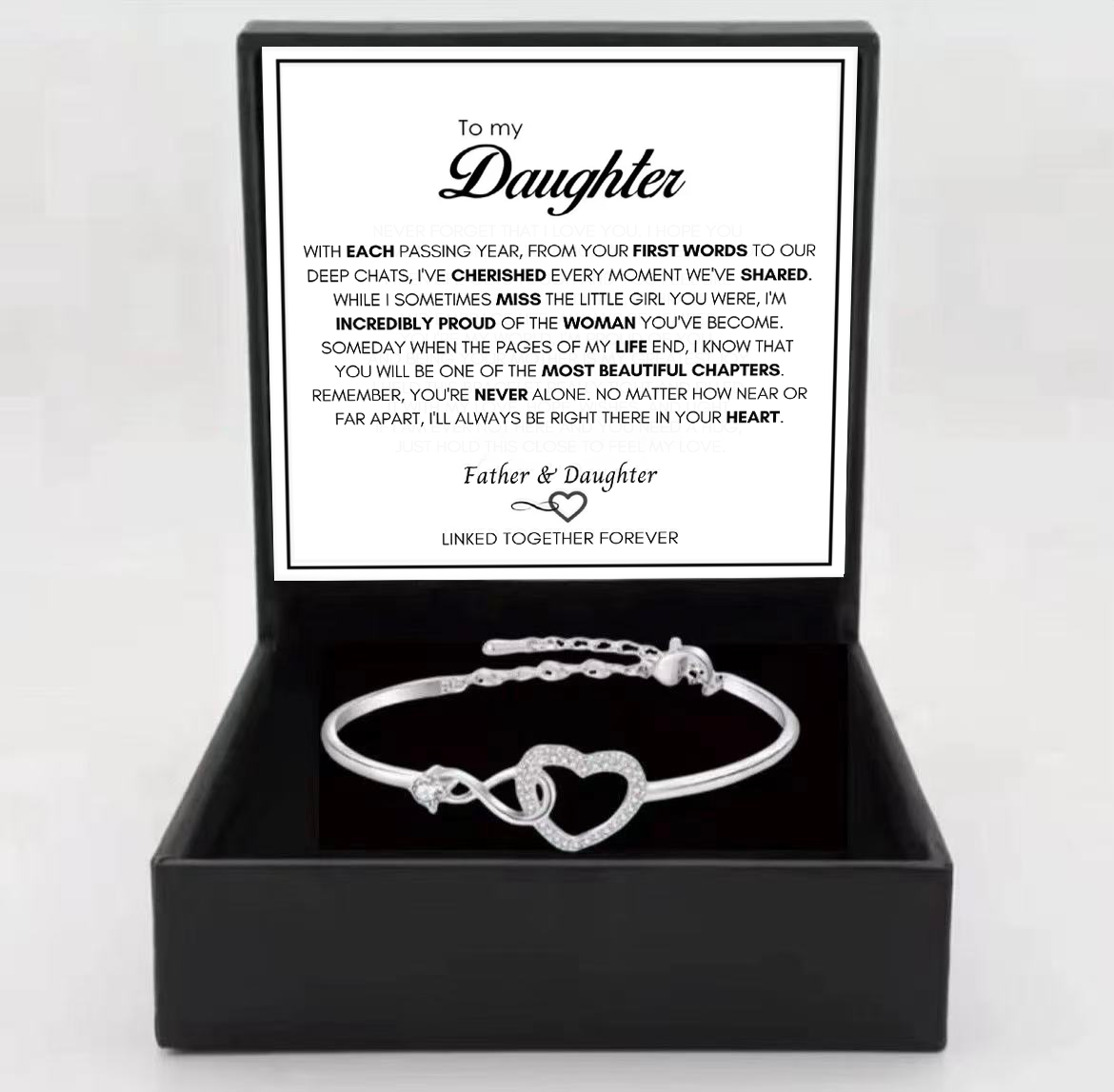 To My Daughter from Dad - Infinity Heart Bracelet - Forever Linked Together Gift