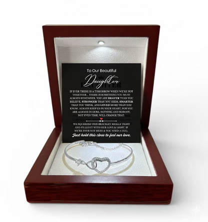 To My Daughter - Infinity Heart Bracelet - You Are Always In Our Heart Message Card Gift