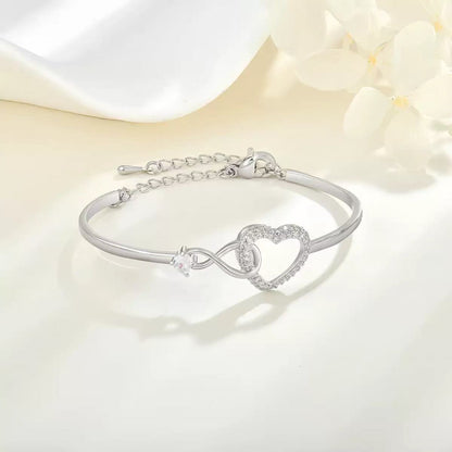 To My Granddaughter - Infinity Heart Bracelet - Always Right There In Your Heart Gift