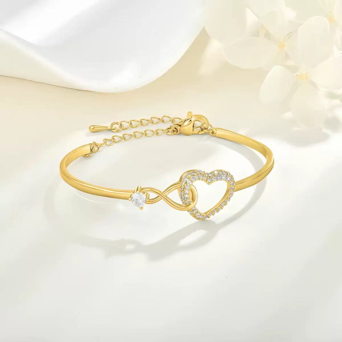 To My Granddaughter - Infinity Heart Bracelet - Always Right There In Your Heart Gift