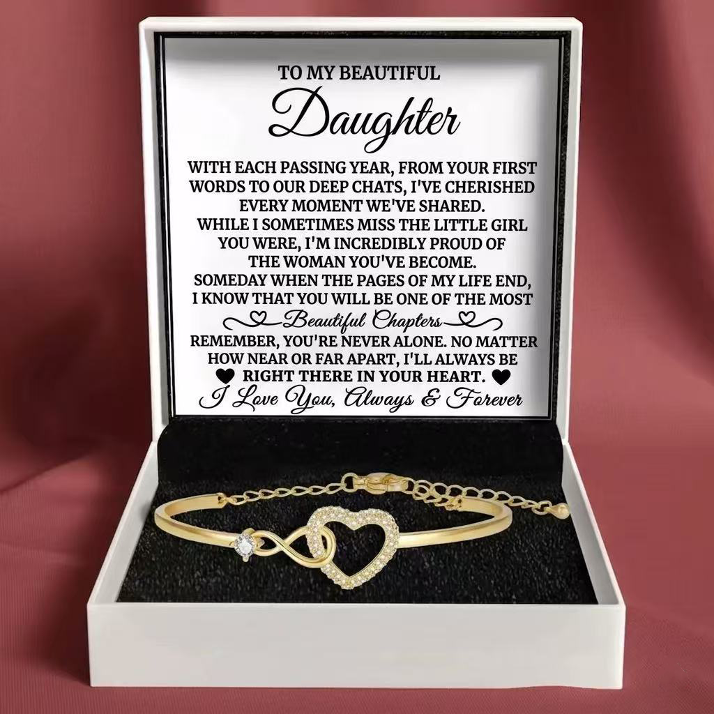 Infinity Heart Bracelet with Message Card for Daughter