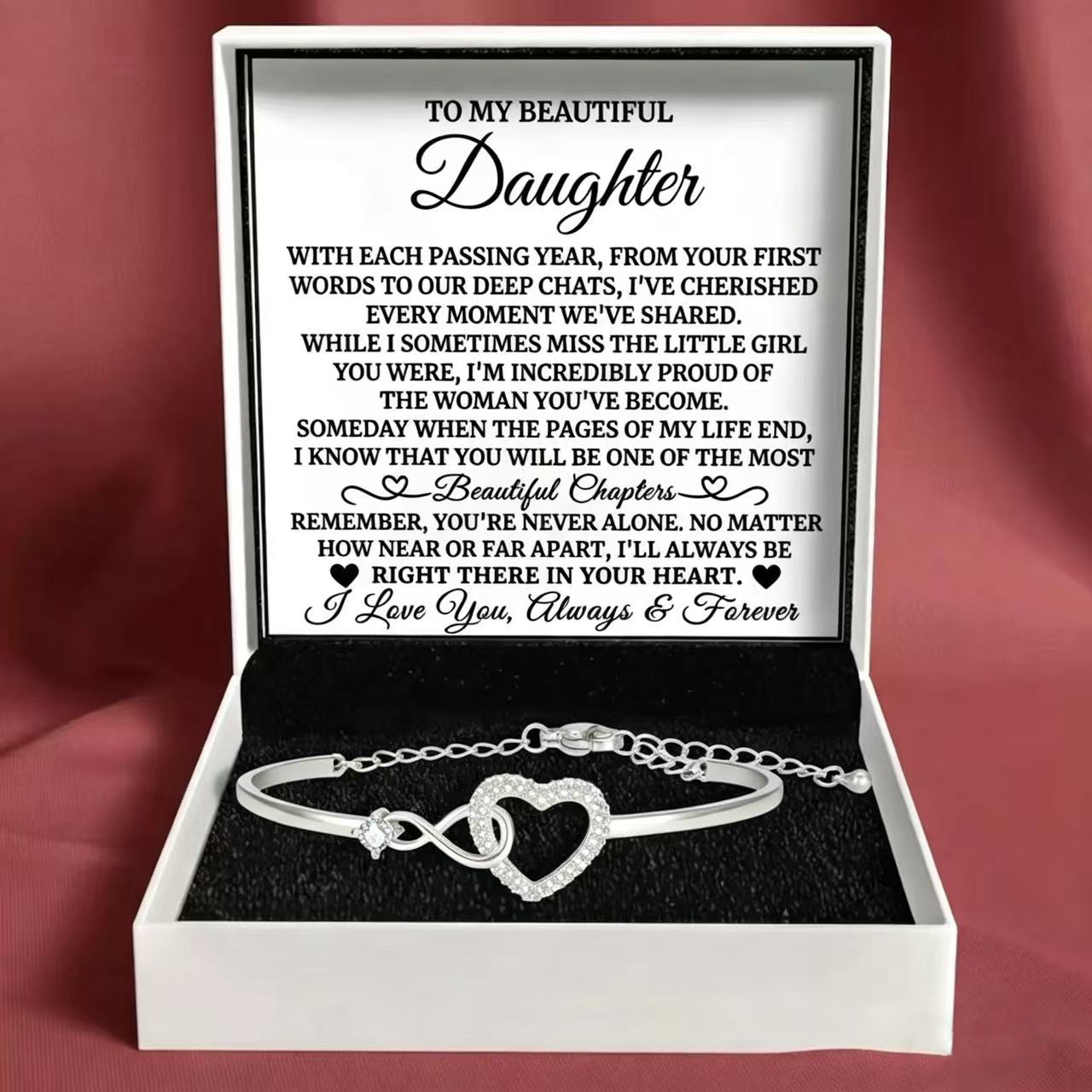 Infinity Heart Bracelet with Message Card for Daughter