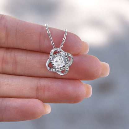 To My Bonus Daughter - Love Knot Necklace - Family At Heart Message Card Gift