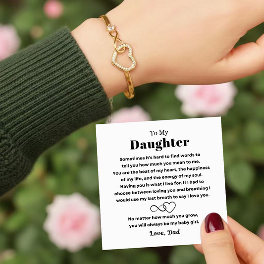 To My Daughter from Dad - Infinity Heart Bracelet - Always My Baby Girl Gift