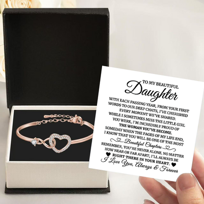 To My Daughter from Dad - Infinity Heart Bracelet - Forever Linked Together Gift