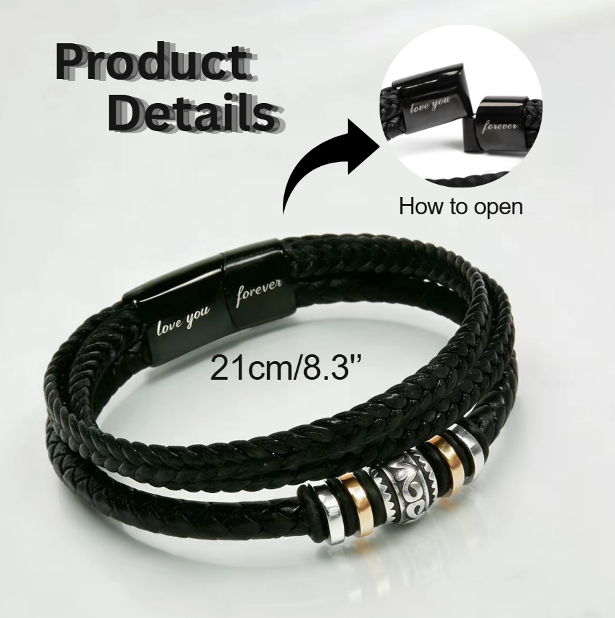 To My Son - Love You Forever Bracelet - Always With You Message Card Gift BLK