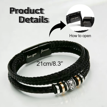 To My Son - Love You Forever Bracelet - Always With You Message Card Gift BLK