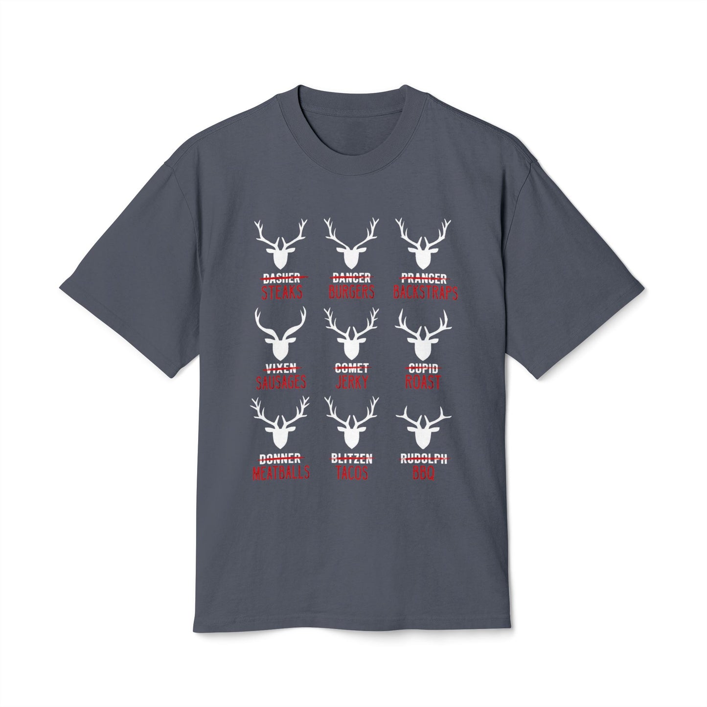 Reindeer Steaks, Jerky & Burgers Hunting Tee - Funny Hunter Christmas T-Shirt