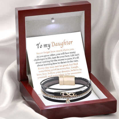 To My Daughter - Layered Bracelet - Remember to Be Awesome