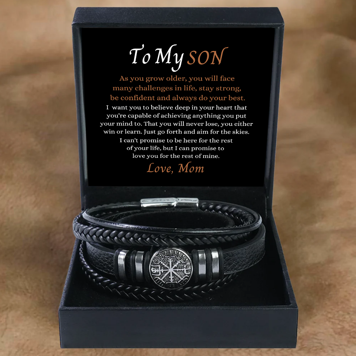 Go Forth And Aim For The Skies - Compass Bracelet Gift For Son