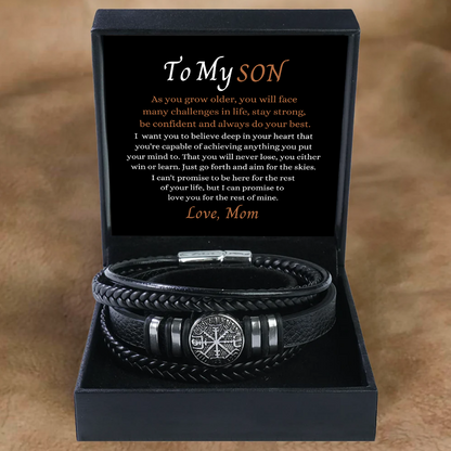 Go Forth And Aim For The Skies - Compass Bracelet Gift For Son