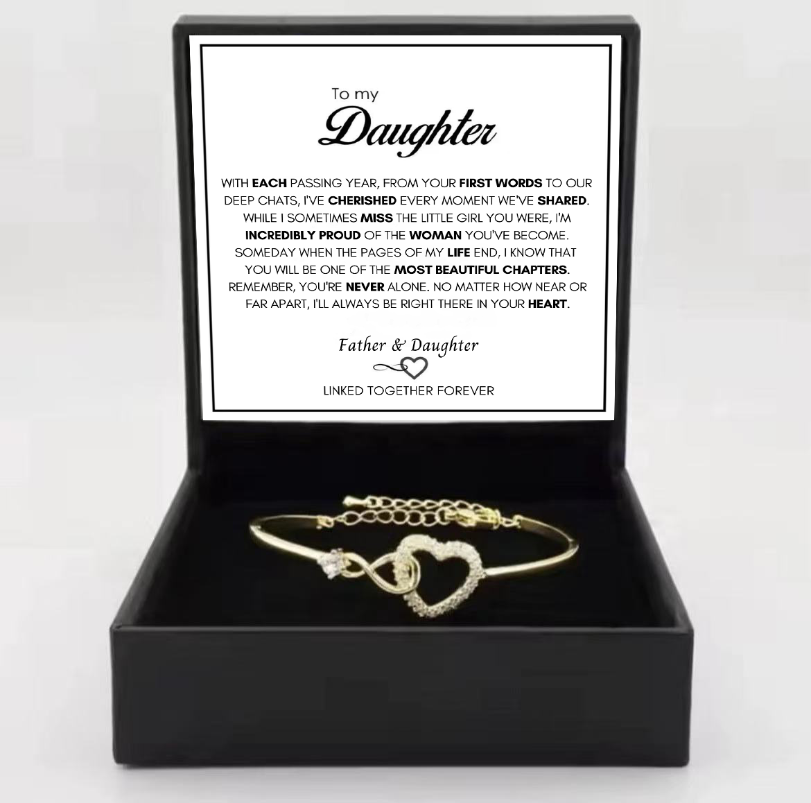 To My Daughter from Dad - Infinity Heart Bracelet - Forever Linked Together Gift