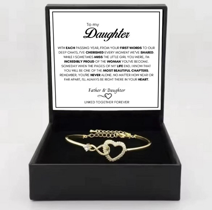 To My Daughter from Dad - Infinity Heart Bracelet - Forever Linked Together Gift