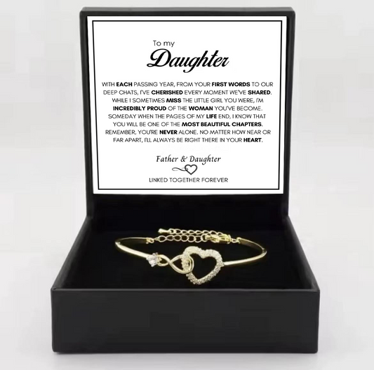 To My Daughter from Dad - Infinity Heart Bracelet - Forever Linked Together Gift