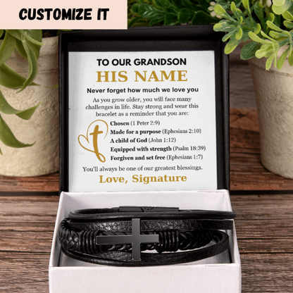 You Are One Of Our Greatest Blessings - Cross Bracelet Gift for Grandson
