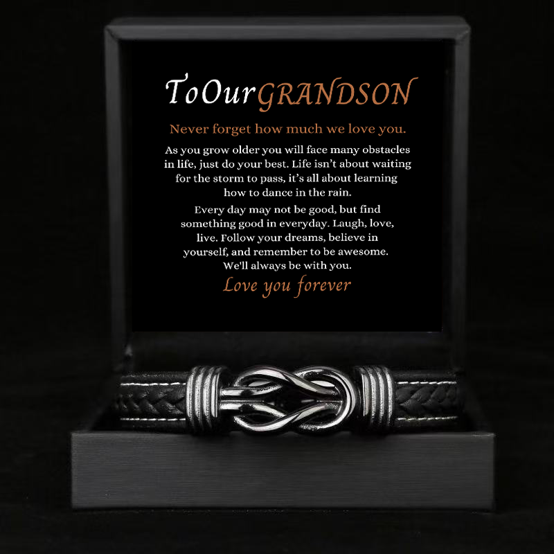 To My Grandson - Forever Linked Bracelet - Never Forget I Love You Message Card Gift