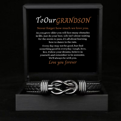 To My Grandson - Forever Linked Bracelet - Never Forget I Love You Message Card Gift