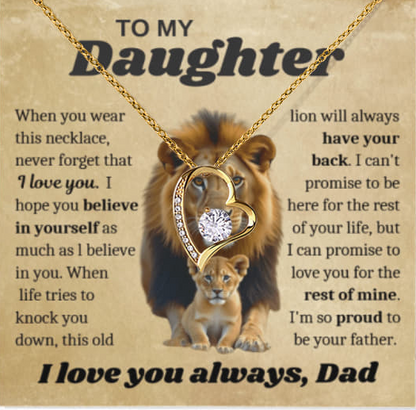 To My Daughter Necklace from Dad - Love Heart Necklace - Eternal Rose Gift Box