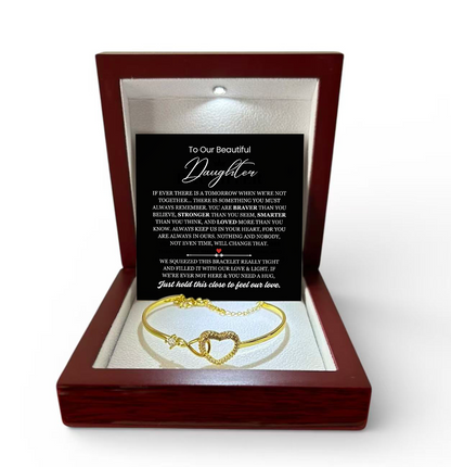 To My Daughter - Infinity Heart Bracelet - You Are Always In Our Heart Message Card Gift